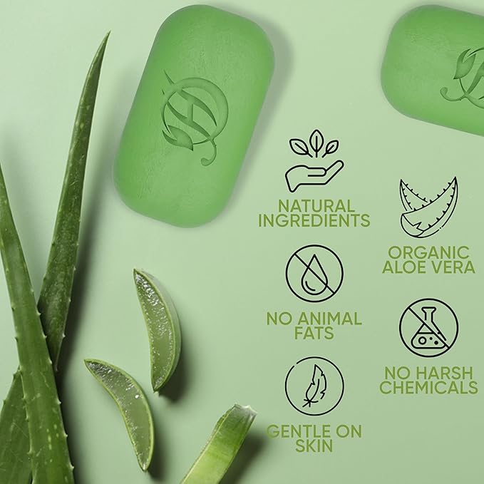 Aloe Vera Herbal Soap | Pack of 6 of 5oz soap Bar | Ideal for Men and Women, Soothing and Nourishing Soap for Moisturization