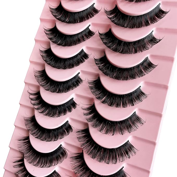 Russian D Curl Strip Lashes Fluffy False Eyelashes Natural Lashes 15-20mm Fake Lashes Pack Volume Eye Lashes 10 Pairs Faux mink lash Multipack