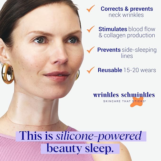 Wrinkles Schminkles Neck Wrinkle Patch, 1-Pack, Reusable Hypoallergenic Silicone Smoothing Pad for Neck Wrinkle Prevention + Patch Cleanser 2 oz, Clean Patches Without Breaking Down The Adhesive