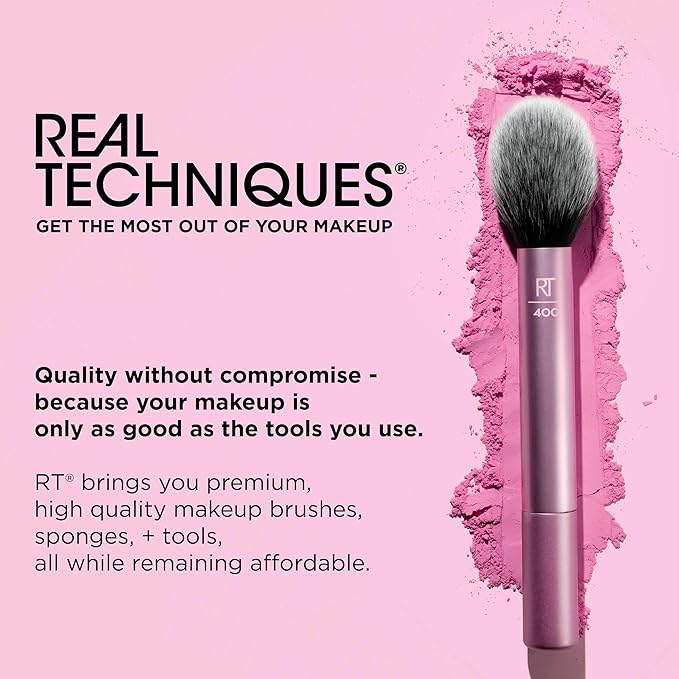 Real Techniques 5 Piece Everyday Essentials Makeup Brush Set, Includes 4 Brushes & Makeup Sponge, For Foundation, Blush, Bronzer, Contour, Eyeshadow, & Powder, Travel Gift Set, Cruelty-Free & Vegan