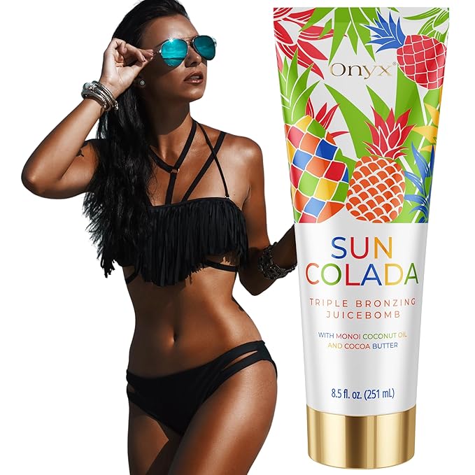 Onyx Suncolada Triple Bronzing Pineapple Tanning Bed Lotion - Indoor & Outdoor Bronzing with Natural Fruit Extracts, Hydrating, Moisturizing, Anti-Aging, Indoor Tanning Lotion with Bronzer