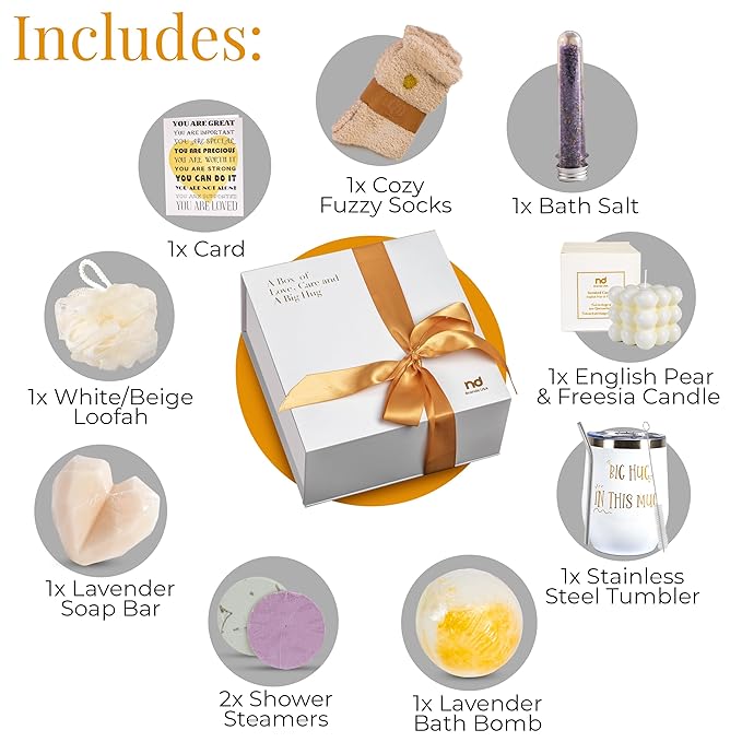 Self Care Gifts for Women, Birthday Care Package, Mothers Day Gifts for Mom, Get Well Soon Relaxing Spa Gift Busket Thinking of You Gift Set for Her Sister Best Friend