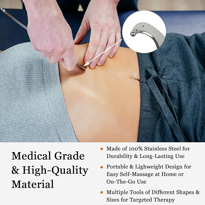 Scar Tissue Scraper Body Muscle Massage IASTM Tool Physical Therapy Stainless Steel Gua Sha Massage Therapist Gift Set for Neck, Back & Legs