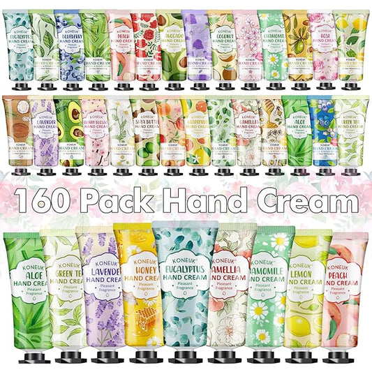 160 Pack Hand Cream Gifts Set For Women, Mothers Day Gifts for Mom, Teacher Appreciation Gifts, Nurses Week Gifts and Bridal Wedding Favors, Bulk Hand Lotion Travel Size for Dry Cracked Hands