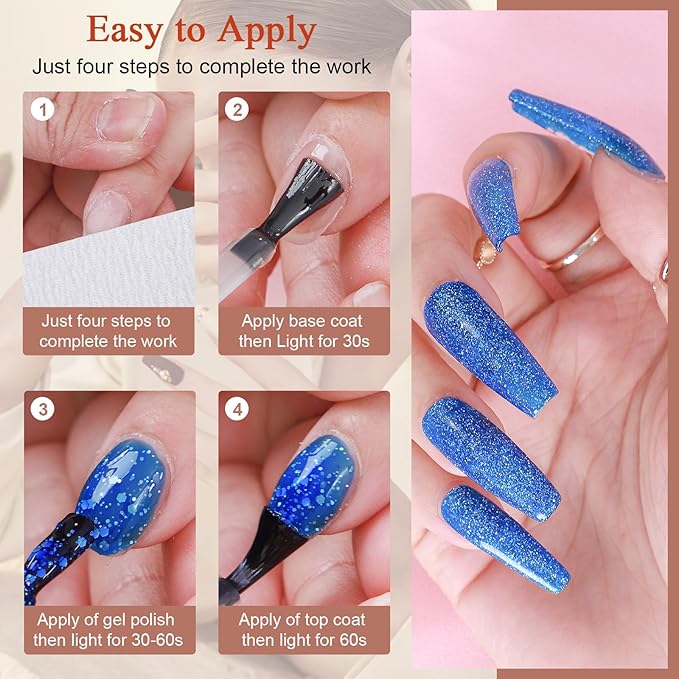 48pcs Gel Nail Polish Kit with UV Light-36 Colors Fall Winter Gold Glitter Brown Nail Polish Gel, Golden Glitter Nail Gel Christmas Gifts for Women