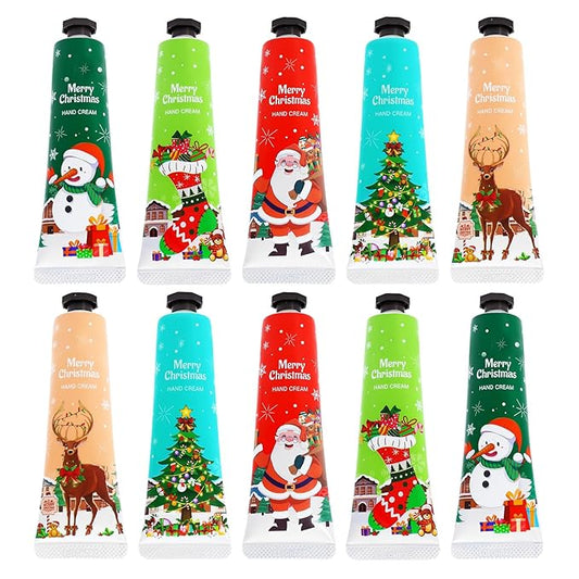 Christmas Hand Cream Set For Women, 10 Pack Mini Hand Lotion Travel Size Bulk For Dry Cracked, Moisturizer Cream For Stocking Stuffers and Christmas Decorations