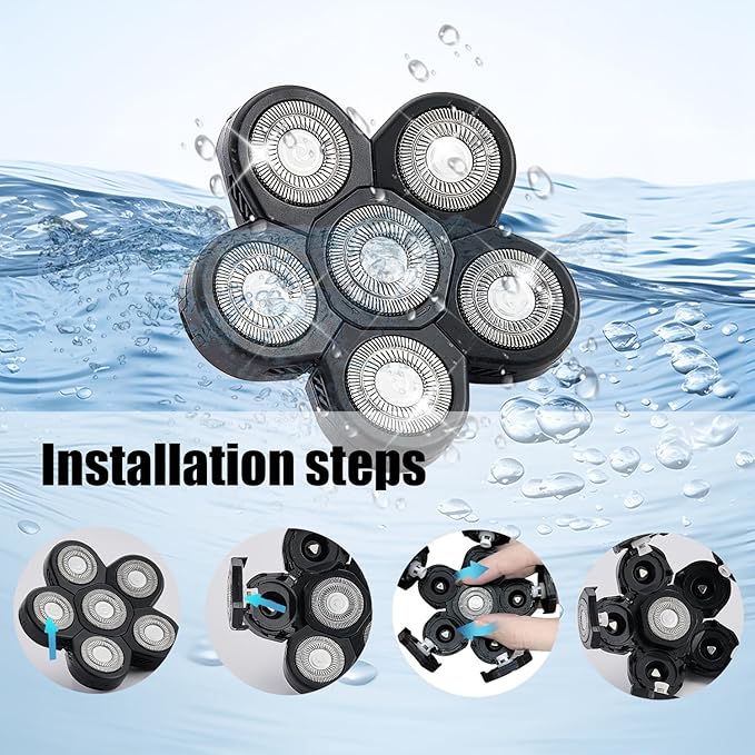 6 Head Shaver Replacement Razor Heads for Many Brands Bald Men's Electric Foil Shaver Replacement,Universal Shaver Replacement Blades for Electric Razor for Men Bald and Face (Black)