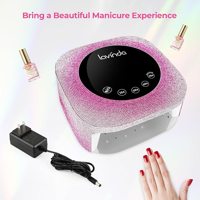 Lavinda UV Nail Lamp, 54W UV Light for Gel Nails with Rhinestones, Plug-in UV LED Nail Lamp Nail Light Fast Curing Lamp Nail Dryer for Gel Polish, Nail Supplies for Salon Home Use, Gradient Pink