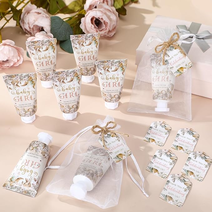 48 Sets Boho Baby Shower Hand Cream Gifts Baby Shower Party Favors for Guests Baby Girl Hand Cream Gift Bulk Travel Size Hand Lotion Set for Guest