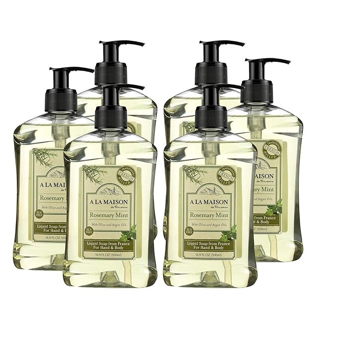 A LA MAISON Liquid Soap - Uses: Hand and Body, Triple Milled, Essential Oils, Biodegradable, Plant Based, Vegan, Cruelty-Free, Alcohol & Paraben Free (16.9 oz, 6 Pack)