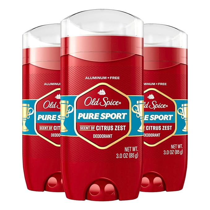 Old Spice Aluminum Free Deodorant for Men, 24/7 Odor Protection, 24/7 Freshness & Lasting Scent, Pure Sport with Citrus Zest Scent, 3.0 oz (Pack of 3)