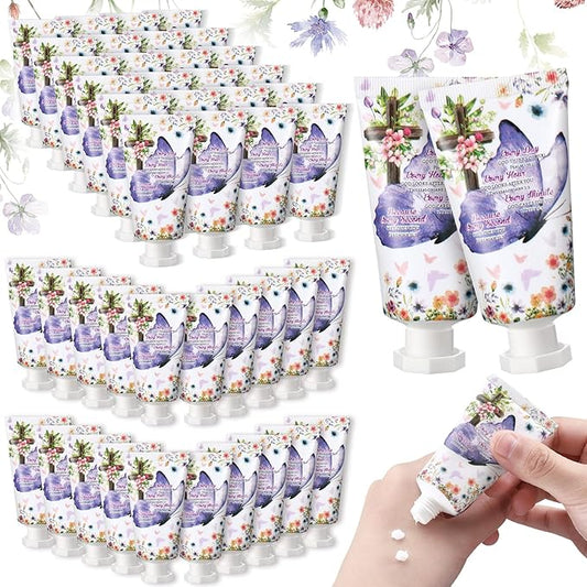 50 Pack Christian Hand Lotion Bulk Gifts for Women Mother Day Bible Mini Travel Hand Lotion Bulk for Stocking Stuffers Gifts Women Church Appreciation Teachers Coworkers(Butterfly)