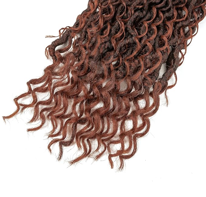 Aipin Goddess Locs Crochet Hair 14 Inch Boho River Locs Hippie Locs Wavy Crochet With Curly Hair In Middle And Ends Braids Hair Extensions (7Packs,14 inch, T350)