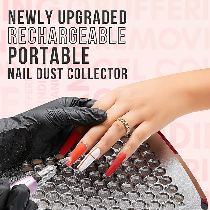Makartt Rechargeable Nail Dust Collector Electric Nail Vacuum Extractor Bundle With 5 in 1 Nail Drill Bits Tapered Drill Bits
