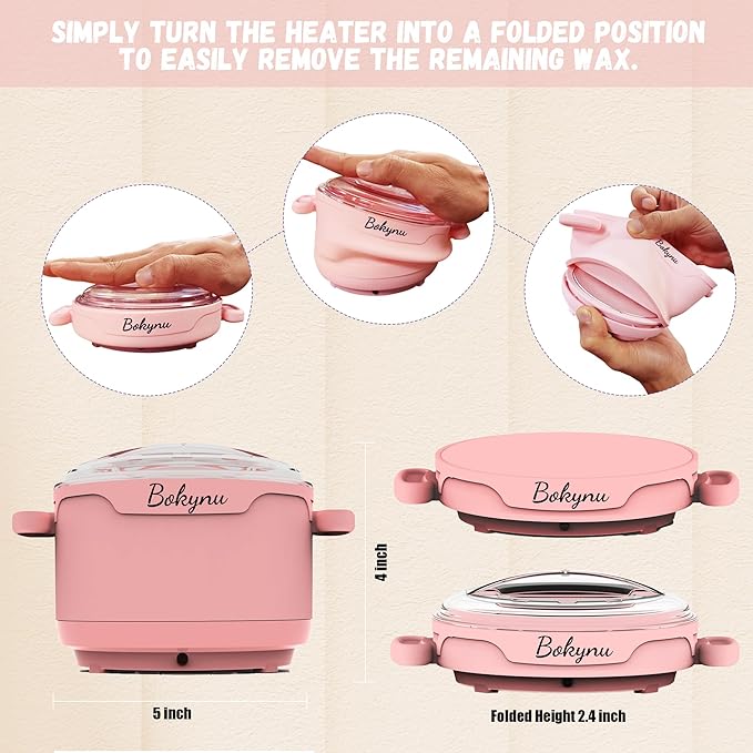 Facial Wax Warmer for Hair Removal, Home Bikini Sugar Waxing Kit for Women & Men, Collapsible Silicone Waxing Pot，Smart Temperature Control, Leg Face Body Eyebrow Wax Kit (Waxing Pot Kit)