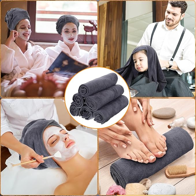 Newwiee 72 Pack Microfiber Bleach Proof Towels Bulk for Salon 18 x 30 Inch Dry Lint Free Hair Drying Hand Towels for Hair, Gym, Bath, Spa, Shaving, Barber(Grey)