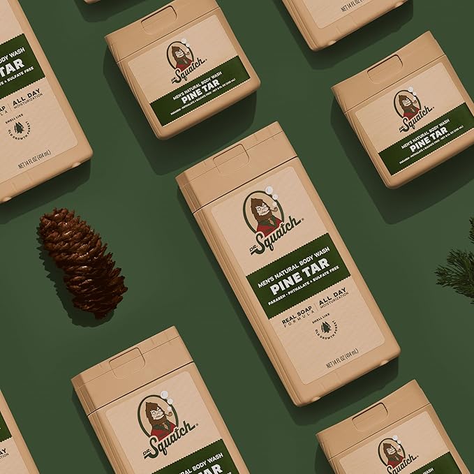 Dr. Squatch NEW Body Wash and Deodorant for Men Gift Set | No Paraben, Phthalate, Sulfate | Odor-Squatching, Aluminum-Free | Pine Tar Body Wash (8 oz, 3-Pack) & Deodorant (2.56 oz, 2-Pack)