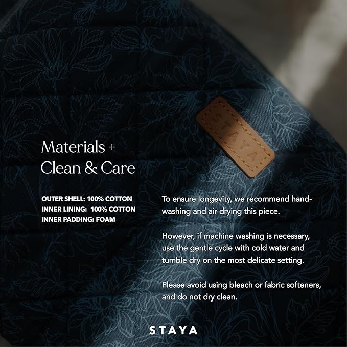Staya Quilted Toiletry Pouch - Compact, Versatile, and Stylish Bag for All Your Essentials (Indigo Petals)