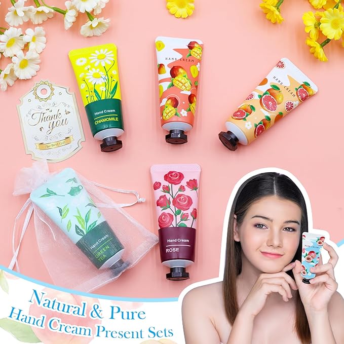 48 Pack Hand Cream for Women, Mini Hand Lotion Travel Size for Dry Cracked Care, Natural Plant Fragrance Moisturizer Gifts Set for Mother's Day, Teacher Appreciation and Bridesmaid Gifts