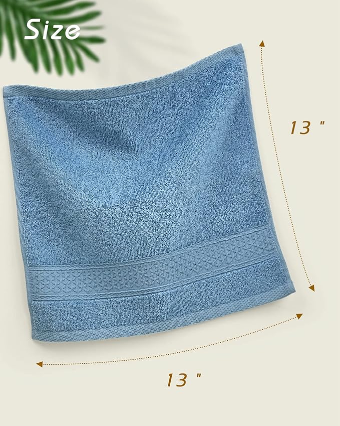 Cleanbear Wash Cloths Soft Bathroom Washcloths for Body and Face, Wash Cloth with Assorted Colors Bulk Face Cloths 13 by 13 Inches (12 Pieces 6 Colors)