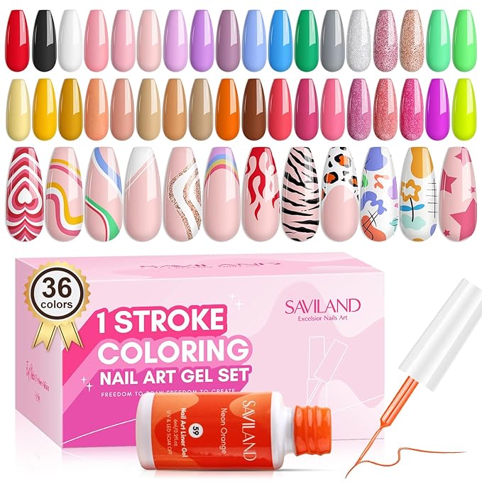 SAVILAND Gel Nail Polish - Pink Colors Series Nail Polish Set 15ML Soak-Off U V LED Gel Nail Kit Manicure DIY Home Gift for Women 7pcs