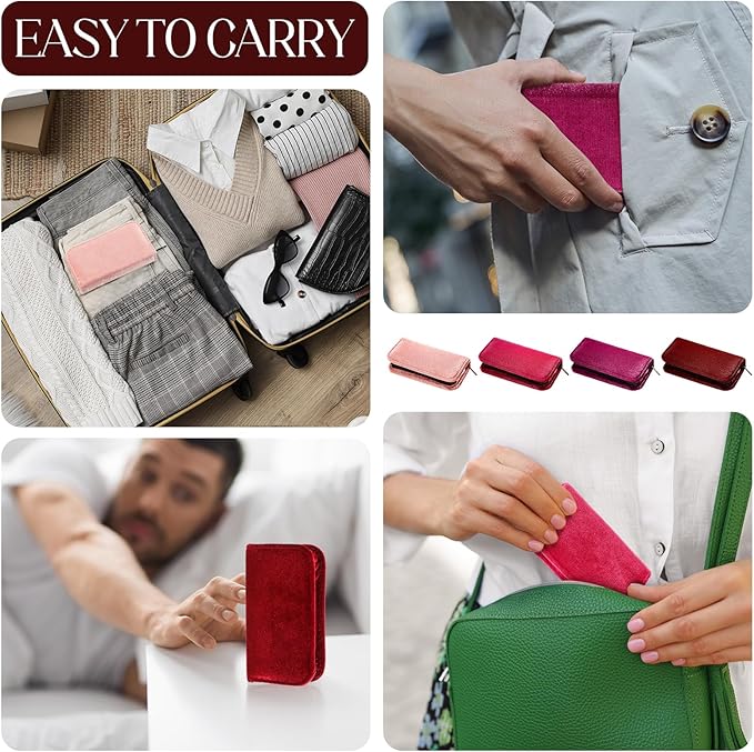 Coume 24 Sets Nail Kit Manicure Set Bulk with Zipper Professional Nail Clippers 8 in 1 Stainless Steel Nail Care Tools with Luxurious Travel Case Gifts for Men Women Friends Colleagues(Red Series)