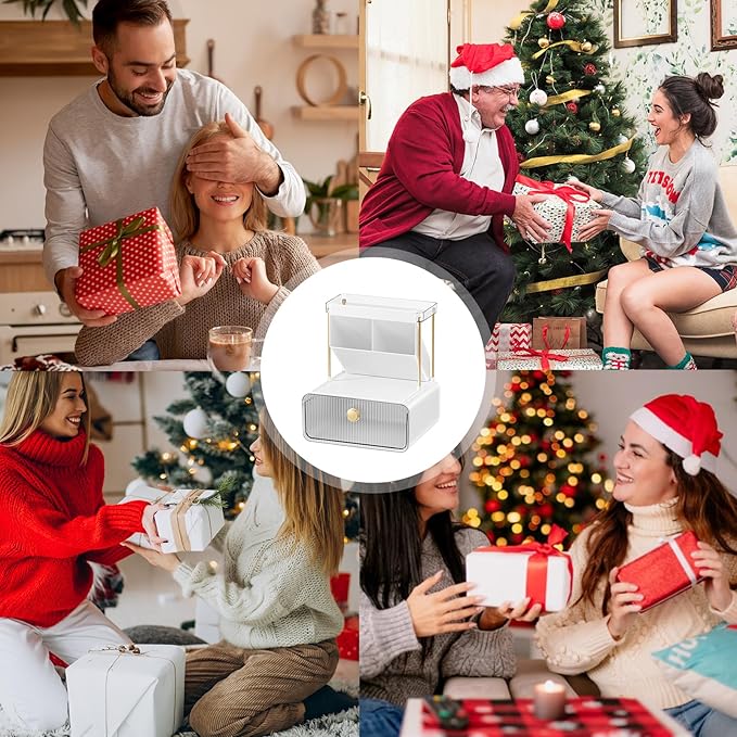 Makeup Organizer with Drawer, Bathroom Organizers and Storage，Makeup Brush Holder,Lipstick and Perfume Organizer,Cosmetic and Vanity Organizer,Desk Organizer (TRANSPARENT COLOR)