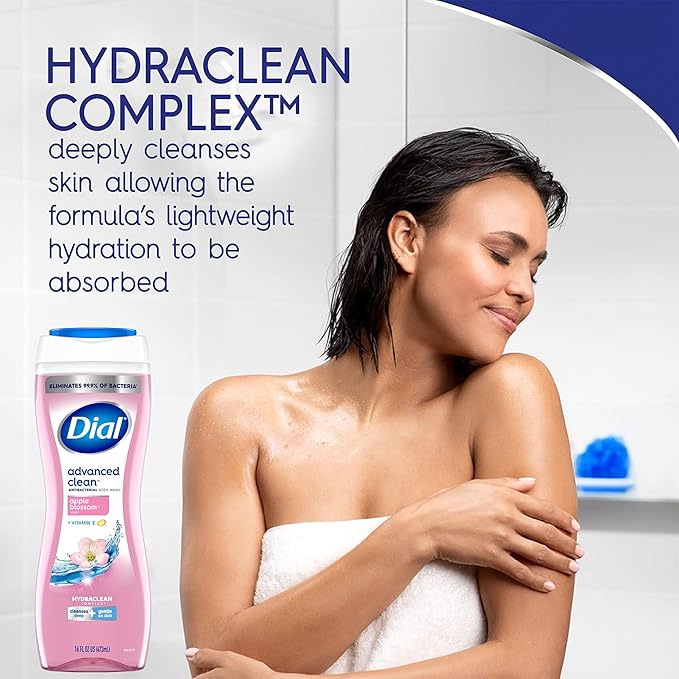 Dial Body Wash, 6 Pack, Apple Blossom Scent, Hydrating and Moisturizing Deep Cleaning Women's Body Wash with Vitamin E for Dry Skin, 16 oz. Each