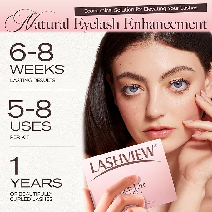 LASHVIEW Lash Lift Kit, Eyelash Perm Kit, Professional Eyelash Curling Lash Extension Set,Lash Curling, Semi-Permanent Curling Perming Wave Suitable for Salon（5PCS）