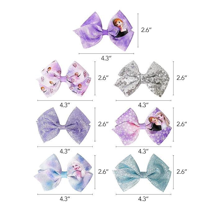 Frozen 2 Girls 7 Piece Princess Hair Bow Set