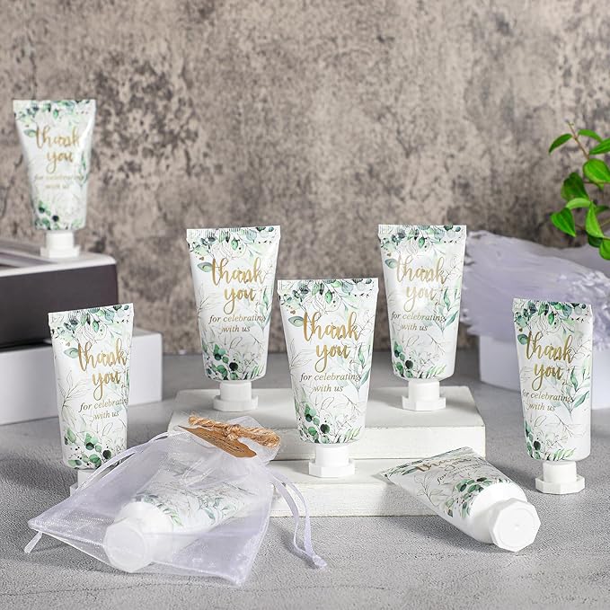 48 Sets Baby Shower Hand Cream Party Favors for Guests Gift Bulk Travel Size Hand Lotion Set for Baby Shower Wedding Christmas(Eucalyptus Leaves)
