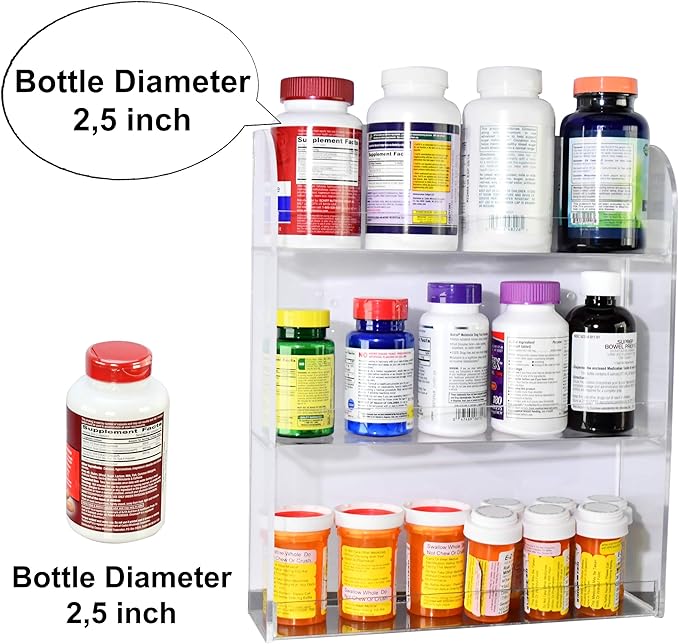 AMT Acrylic Nail Polish Racks for the Wall. CLEAR Nail Polish Display. Young Living Essential Oils Organizer. Holds up to 48 Btls. Plus a Microfiber Cloth for Cleaning Purposes (3 Tier- 48)