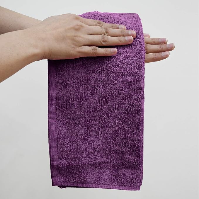 DAN RIVER 100% Cotton Washcloths 24 Pack Premium Quality Face and Body Cloth, Quick Dry Essential Towels for Bathroom, Hand, Kitchen & Cleaning, Baby Washcloths | 12X12 in | 400 GSM | Purple Passion