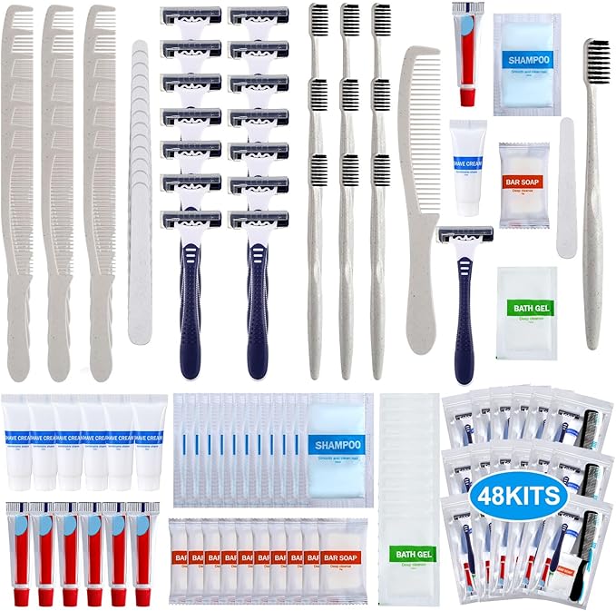 Suclain 48 Sets Hygiene Kits for Homeless in Bulk Homeless Basic Toiletry Kits Care Package Supplies Individually Packed for Men Women Travel Charity Hotel Business