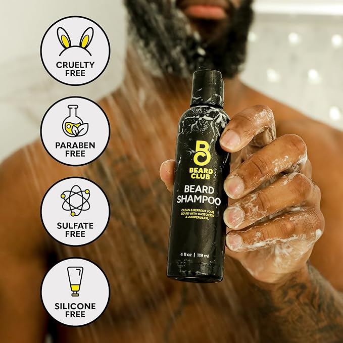 Beard Club Advanced Beard Growth Kit - Derma Roller, Growth Oil, Vitamins and Vitamin Spray, Shampoo and Boar Bristle Brush - Gift Set - Cedar