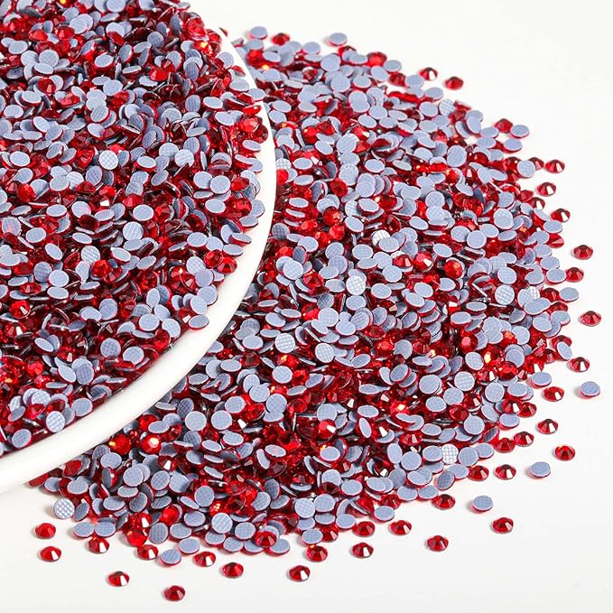 Beadsland Hotfix Rhinestones Bulk, 2880pcs Red Hot Fix Rhinestones for Crafts Clothes DIY Decoration, Light Siam, SS30, 6.3-6.5mm