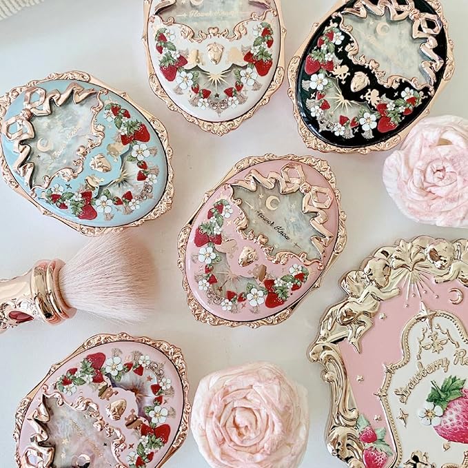 Flower Knows Strawberry Rococo Embossed Blush,Pink Matte Finish,Buildable & Blendable Makeup Blush for cheeks,Soft & Long-lasting for Girls & Women(01 Angel Chanson, 5g)