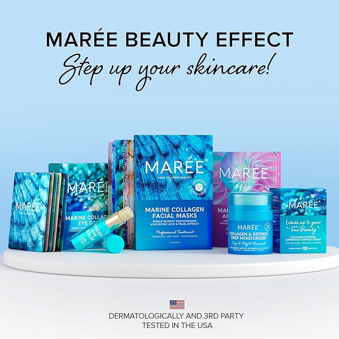 MAREE Eye Gels - Under Eye Patches for Puffy Eyes and Dark Circles with Natural Marine Collagen & Hyaluronic Acid - Anti-Aging Masks for Face to Soothe Puffiness - Undereye Mask Patches