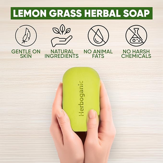Lemongrass Herbal Soap | Pack of 6 of 5oz soap Bar | Ideal for Men and Women, Soothing and Nourishing Soap for Moisturization