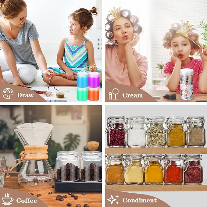 eBoot 150 Piece 3 Oz Plastic Container Jars with Lids Round Clear Cosmetic Empty Clear Plastic Jars for Lotion, Cream, Ointments, Makeup, Eye Shadow, Rhinestone, Samples, Pot, Travel Storage