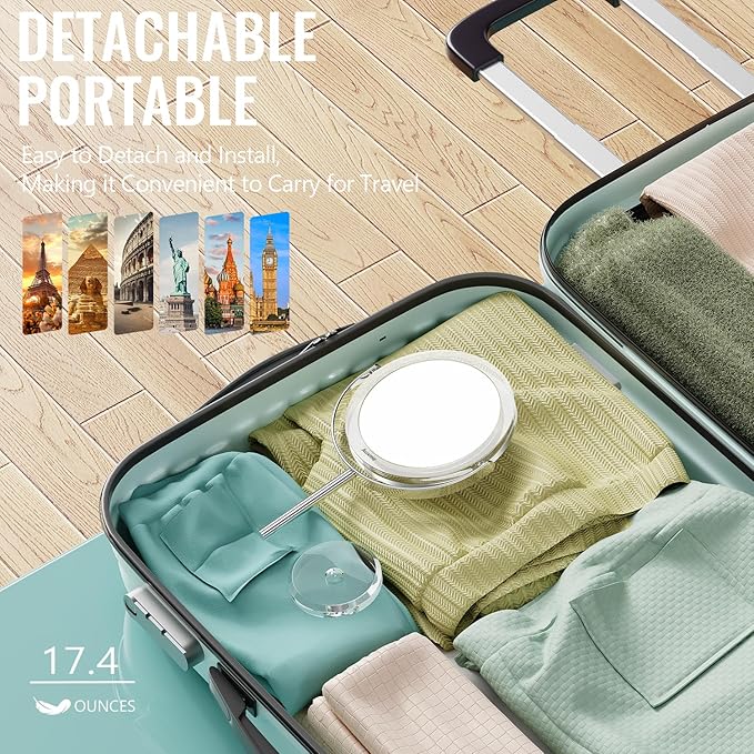 1X/ 30X Magnifying Mirror, Makeup Mirror with Tweezer, Double Sided Round Vanity Tabletop Mirror, 360° Rotation Portable for Dressing Table Desk Bathroom Bedroom Travel, Clear