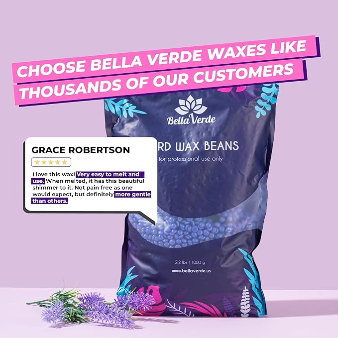 Bella Verde Wax Beans 2.2lb - Hard Wax Beads for Hair Removal - Multipurpose Home Waxing Kit for Men and Women