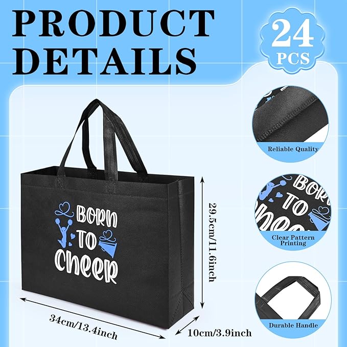 Olgaa 48 PCS Cheerleader Gifts: 24 PCS Cheer Bags & 24 Black Cheer Keychains