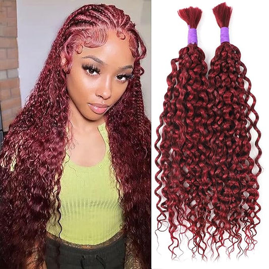 99J Water Wave Human Braiding Hair No Weft 100g (1Pack-2Bundles) 100% Unprocessed Virgin Human Hair For Bohe Braids Micro Braiding Human Hair (Water Bulk（99J), 18 Inch)
