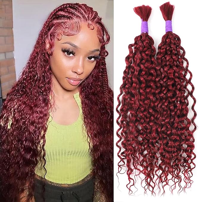 99J Water Wave Human Braiding Hair No Weft 100g (1Pack-2Bundles) 100% Unprocessed Virgin Human Hair For Bohe Braids Micro Braiding Human Hair (Water Bulk（99J), 20 Inch)