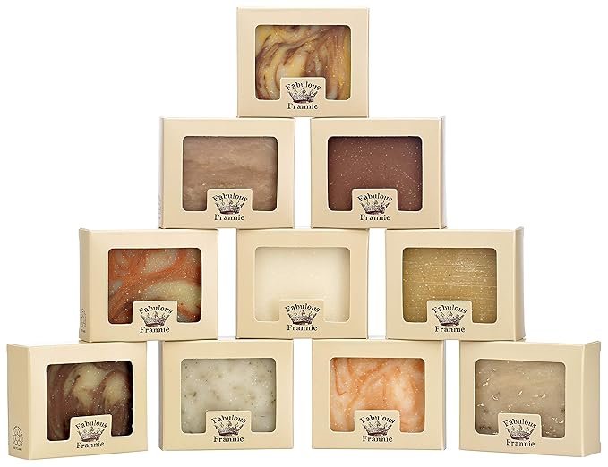 Fabulous Frannie Natural Herbal Soap Bar Gift Set Bay Rum, Cinnamon, Flowers, Honey, Lavender, Lemongrass, Orange Vanilla, Patchouli, Peppermint, Tea Tree pure essential oils 4 Ounce (Pack of 10)