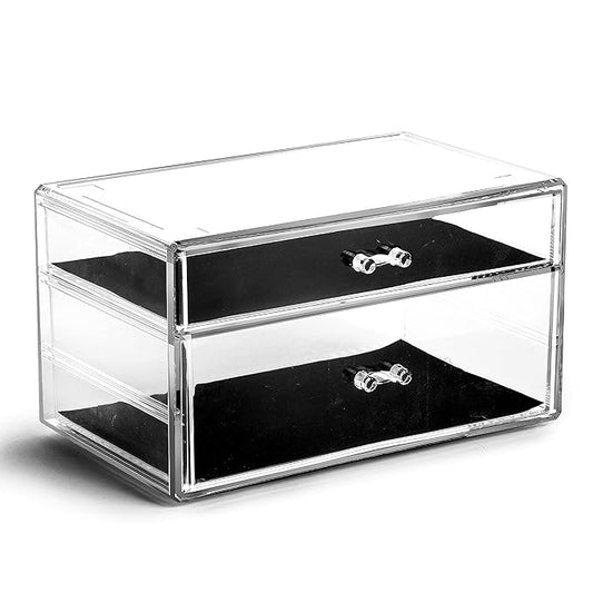 BINO | 2 Drawer Makeup Organizer - Madison Avenue | THE MANHATTAN SERIES | Makeup Drawer Organizer | Makeup Storage | Cosmetic Organizer | Vanity Organizer | Clear Makeup Organizers And Storage Cases