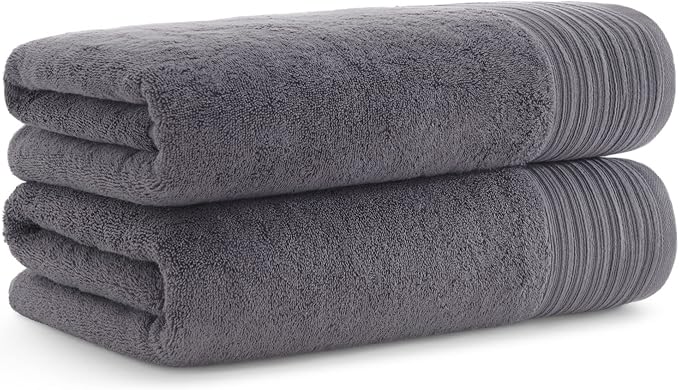 Aston & Arden Anatolia Turkish Bath Towels - Pack of 2-100% Ring Spun Cotton, Soft Plush Absorbent, 600 GSM Low Twist Weave, Premium Towel for Hotel, Spa, Bathroom, 30 x 60 in, Pewter Grey