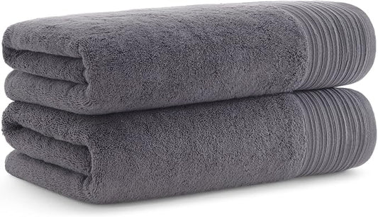 Aston & Arden Anatolia Turkish Bath Towels - Pack of 2-100% Ring Spun Cotton, Soft Plush Absorbent, 600 GSM Low Twist Weave, Premium Towel for Hotel, Spa, Bathroom, 30 x 60 in, Pewter Grey