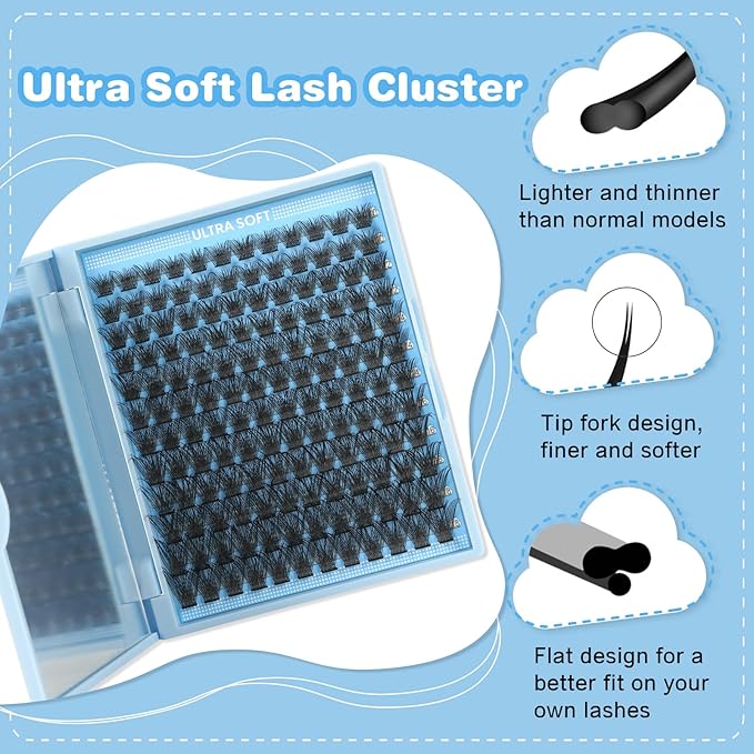 DIY Lash Extension Kit Lash Clusters 144Pcs 10-18mix Length Ultra Soft Lash Clusters Kit Lash Bond and Seal Lash Glue Lash Remover for DIY Eyelash Extensions(Caramel, D-10-18mix)